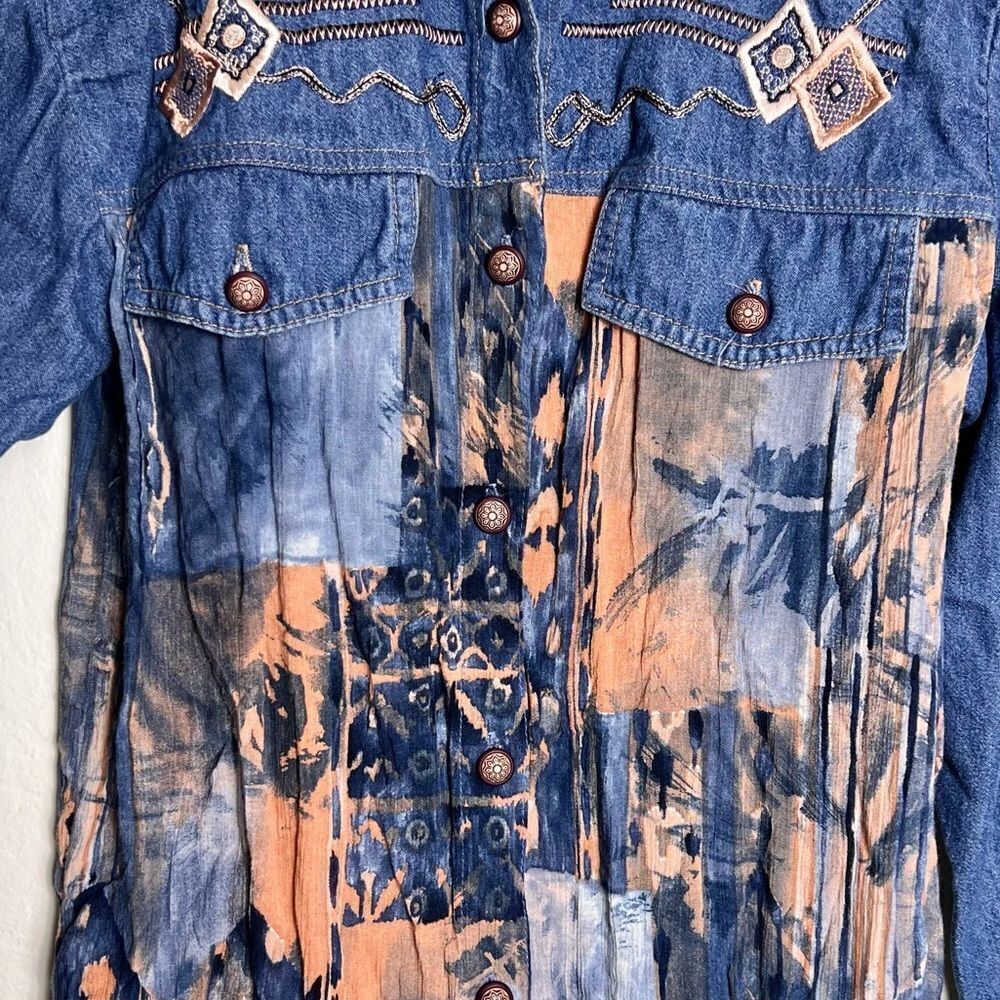 Saint Germain Vintage Denim Southwestern Buttondown Shirt - Picture 2 of 7